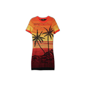 Palmbomenprint Mini-jurkje Zonsopgang Brei-jurkje