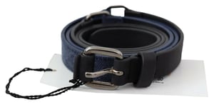 Omkeerbare Leren Riem Blauw Canvas