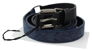 Omkeerbare Leren Riem Blauw Canvas