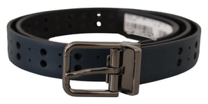 Perforated Leren Riem Blauw