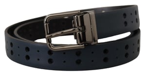 Perforated Leren Riem Blauw