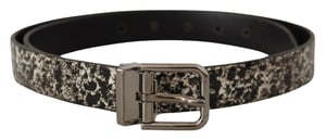 Geprinte Leren Riem Zwart en Wit