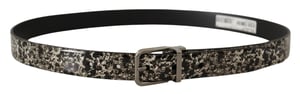 Geprinte Leren Riem Zwart en Wit