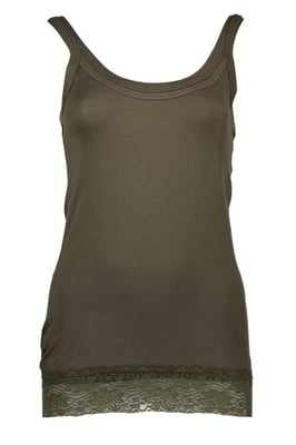 Kanten Rand Mouwloos T-shirt met Ronde Hals