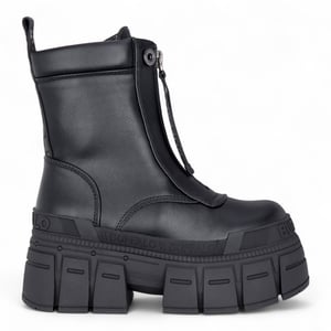 Buffalo Dames Zwarte Chunky Platform Front Zip Hoge Enkel Combat Boots - Gospher