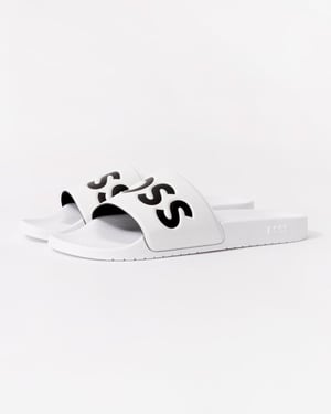 Aryeh Met Groot Logo Detail Slippers in Wit