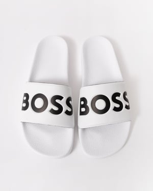 Aryeh Met Groot Logo Detail Slippers in Wit