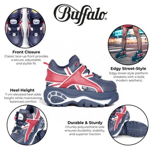 Buffalo Dames Blauw/Rood Chunky Platform Fashion Sneakers - 1339-14