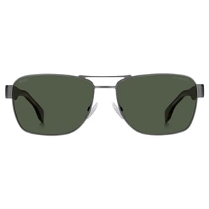 Hugo Boss Matte Ruthenium Dark Havana Legs Groene Zonnebril met Glazen