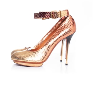 Lanvin Metallic python enkelband pumps