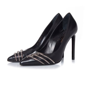 Saint Laurent Zwarte leren pumps met rits