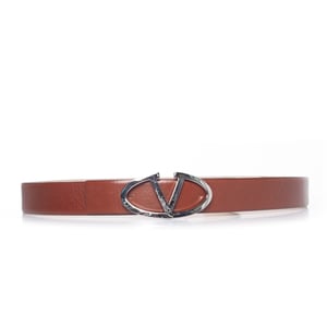 Valentino Garavani Bruine leren V-gesp riem