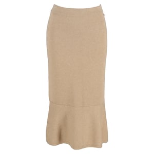 Chanel Uitlopende Midi Rok in Gouden Kasjmier