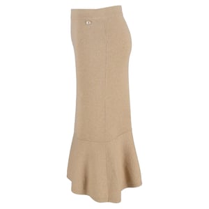 Chanel Uitlopende Midi Rok in Gouden Kasjmier