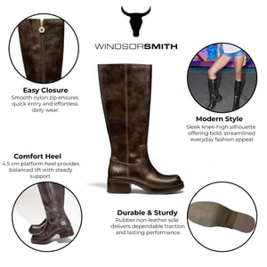 Windsorsmith Dames Espresso Bruine Kunstleren Kniehoge Rijlaarzen - Techniek