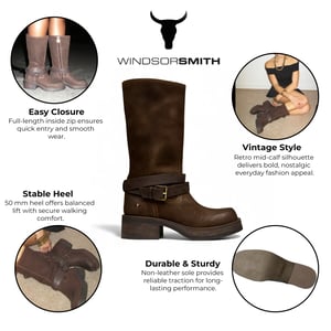 Windsorsmith Dames Brownie Suède Leren Halfhoge Western Rijlaarzen - Gotcha