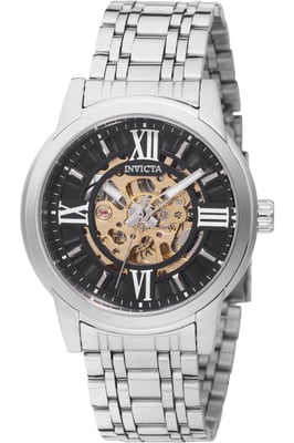 Invicta Objet D Art 69132 Heren Horloge - Automatisch Uurwerk - Roestvrij Staal met zwarte Wijzerplaat - 41mm