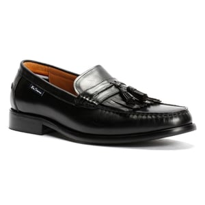Ben Sherman Buster Leren Zwarte Mannelijke Instappers