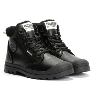 Palladium Pampa HI Snow Warm Leren Zwarte Laarzen Voor Dames