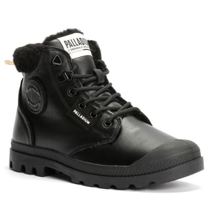 Palladium Pampa HI Snow Warm Leren Zwarte Laarzen Voor Dames