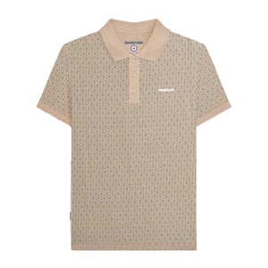 Lambretta Heren Geometrische Cirkel Grote & Lange Polo Shirt (Stone)