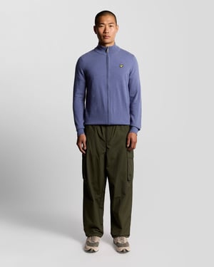 Lyle & Scott Lamswol Blend Rits Cardigan - Grijs