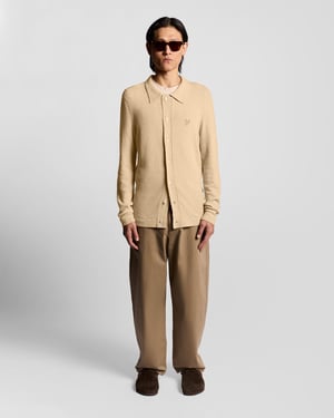 Lyle & Scott gebreide cardigan met kraag en textuur - beige
