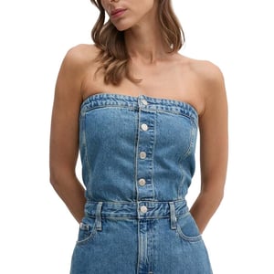 Denim Maxi-jurk Strapless Stijl