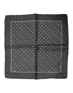 Zwarte Vissenprint Zijde Vierkante Mannen Foulard Sjaal