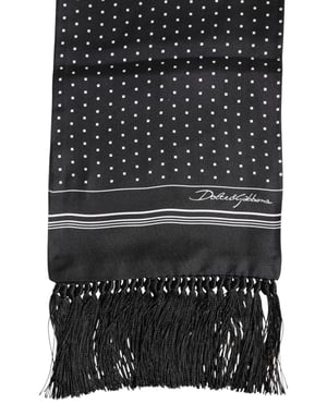 Zwart Witte Polkadot Franje Sjaal