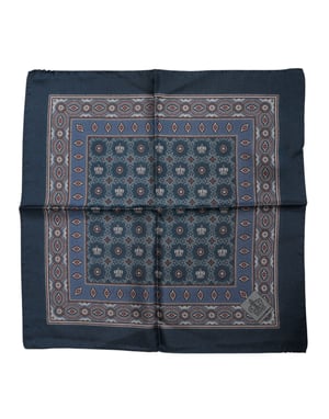 Blauwe Gedrukte Zijde Vierkante Mannen Foulard Sjaal