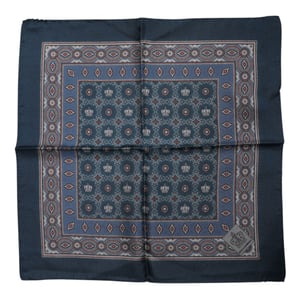 Blauwe Gedrukte Zijde Vierkante Mannen Foulard Sjaal