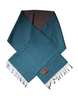 Blauw Groene Wol Fringe Sjaal Wrap Schal