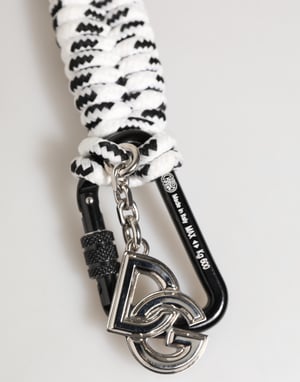 Zwarte Witte Polyester Tape Touw DG Logo Sleutelhanger Sleutelring