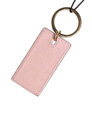Roze Kalfsleer DG Logo Metalen Ring Sleutelhanger