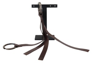 Bruine Leren Zilverkleurige Metalen Sleutelhanger Sleutelhanger