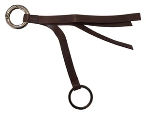 Bruine Leren Zilverkleurige Metalen Sleutelhanger Sleutelhanger
