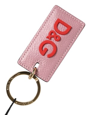 Roze Kalfsleren Logo Metaal Ring Heren Sleutelhanger Sleutelhanger