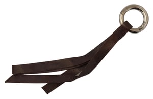 Bruine Leren Zilverkleurige Metalen Sleutelhanger Sleutelhanger