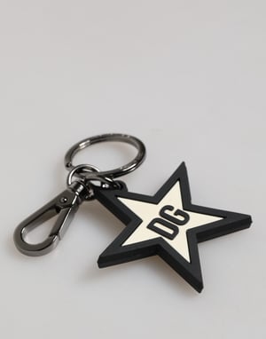 Witte Zwarte DG Logo Ster Rubber Heren Sleutelhanger Sleutelpunt