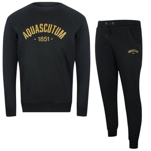 Aquascutum Old School Crewneck Zwarte Trainingsbroekset