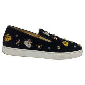 Christian Louboutin Miss Academy Slip-On Sneakers in Zwart Velours