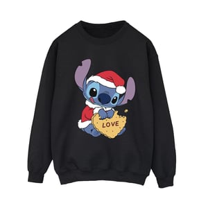 Disney Dames/Dames Lilo And Stitch Kerstmis Love Biscuit Sweatshirt (Zwart)