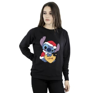 Disney Dames/Dames Lilo And Stitch Kerstmis Love Biscuit Sweatshirt (Zwart)