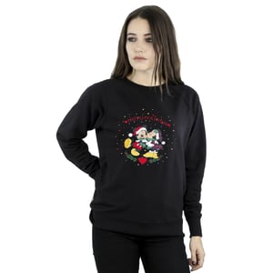 Disney Dames/Dames Mickey Mouse Mickey Minnie Kerstmis Sweatshirt (Zwart)