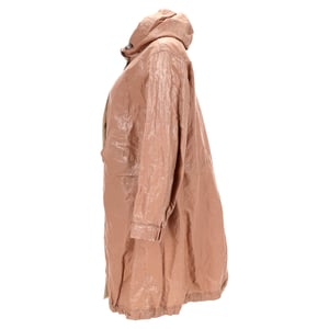 Brunello Cucinelli Glanzende Tricotine Regenjas met Kap in Bruin Katoen