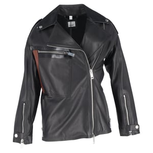 Burberry Stonefield Pocketdetail Bikerjack in Zwart Leer