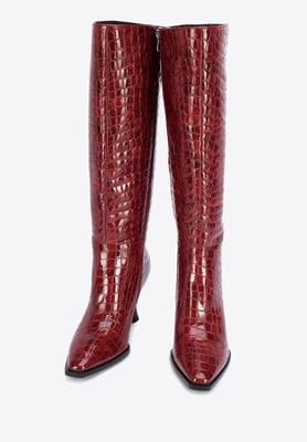 Wittchen Dames lakleren croco hoge hak laarzen, bordeauxrood, natuurlijk leer