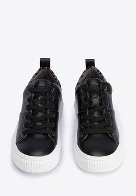 Wittchen Dames Leren Sneakers met Luipaardpatroon Zwart Natuurlijk Leer