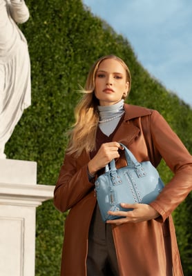 Wittchen Dames eco-leren aktetas met kwastje, blauw